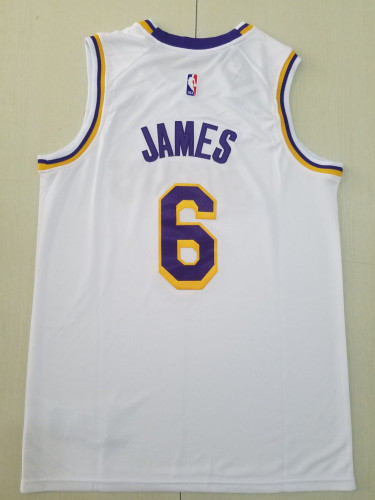 20/21 New Men Los Angeles Lakers James 6 white basketball jersey