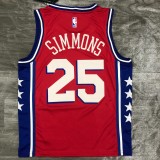 20/21 New Men Philadelphia 76ers Simmons 25 red basketball jersey