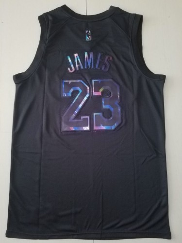 20/21 New Men Los Angeles Lakers James 23 black rainbow basketball jersey