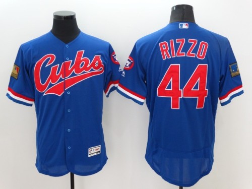 22 Men's Chicago Cubs Rizzo blue 44 MLB Jersey
