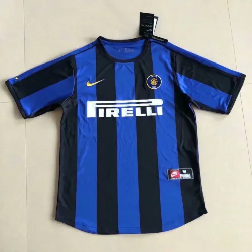 99-00 Adult inter home blue retro soccer jersey football shirt