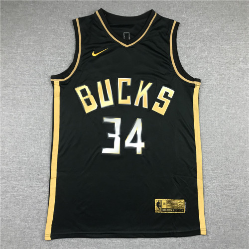20/21 New Adult Bucks Andorkounbo 34 black basketball jersey