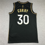 20/21 New Men Golden State Warriors Curry 30 black gold basketball jersey