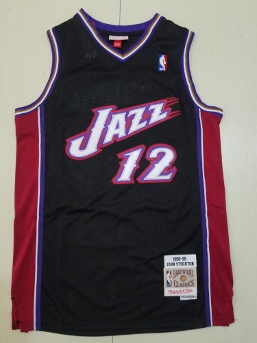 20/21 New Men Jazz Stockton 12 black basketball jersey