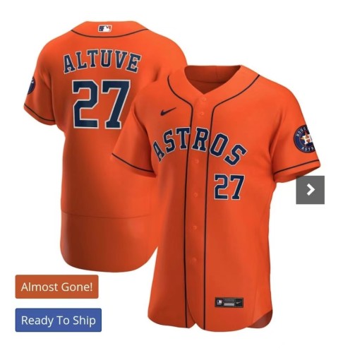 22 Men's Houston Astros Jose Altuve Nike Orange Alternate Authentic Player Jersey