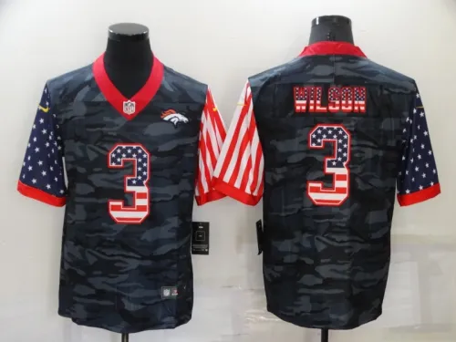 22 Men‘s Broncos Camouflage Flag Version Wilson 3 basketball jersey