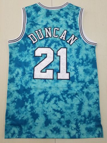 20/21 Men Spurs Duncan 21 blue basketball jersey shirt