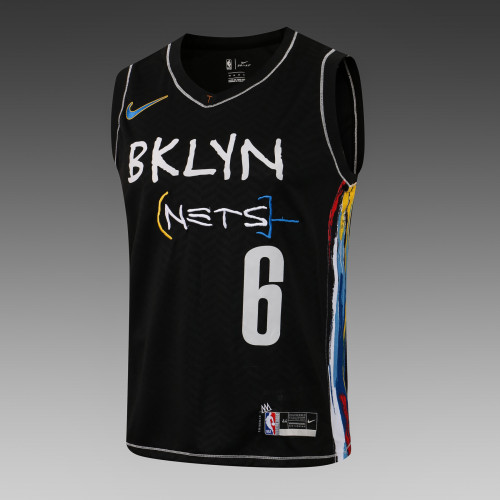 20/21 New Men Brooklyn Nets Jordan 6 black basketball jersey shirt L044#
