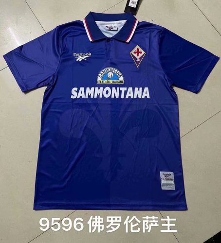 95-96 Adult Fiorentina home blue retro soccer jersey football shirt