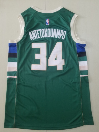 20/21 New Adult Bucks Andorkounbo 34 green basketball jersey shirt