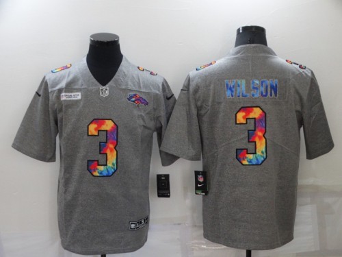 22 Men‘s Broncos hemp gray rainbow Wilson 3 basketball jersey