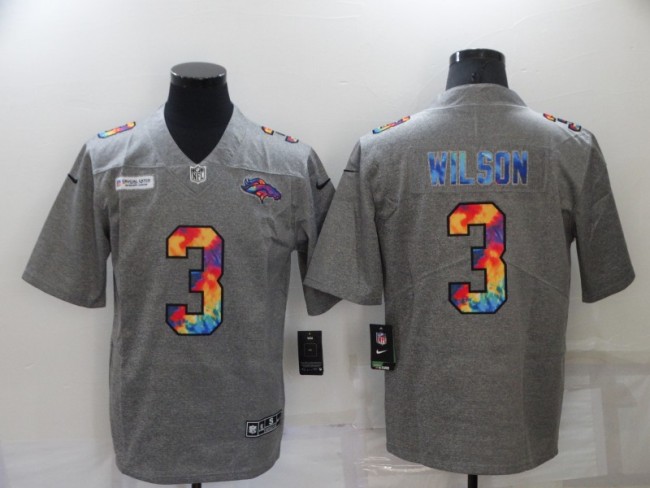 22 Men‘s Broncos hemp gray rainbow Wilson 3 basketball jersey