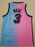 20/21 New Men Miami Heat Wade 3 blue with pink city version basketball jersey