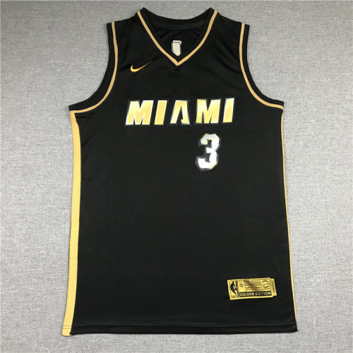 20/21 New Men Miami Heat Wade 3 black basketball jersey