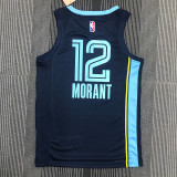 The 75th anniversary Memphis Grizzlies Dark blue 12 Morant basketball jersey