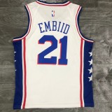 20/21 New Men Philadelphia 76ers Embiid 21 white basketball jersey