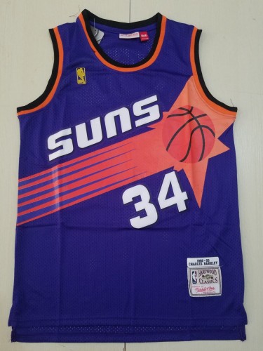 Retro Men Phoenix Suns Barkley 34 purple basketball jersey
