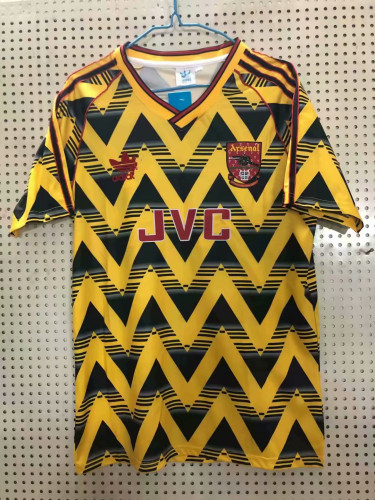 1991-1993 Adult Thai version Arsenal yellow retro  soccer jersey football shirt