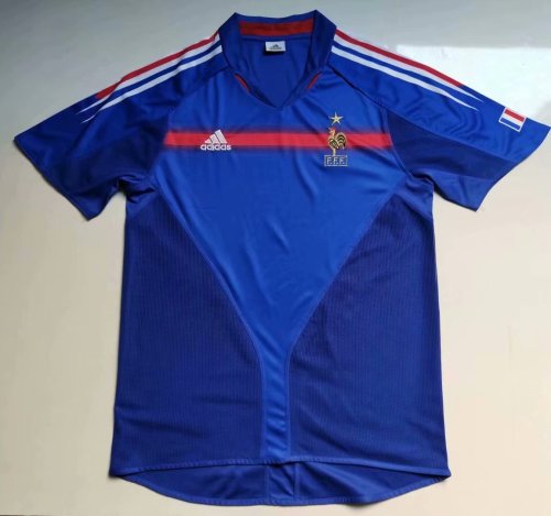 New Adult Thai version French home retro blue soccer jersey football shirt
