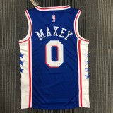 The 75th anniversary Philadelphia 76ers blue 0 Maxey basketball jersey