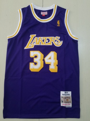 Retro Men Los Angeles Lakers O’Neal 34 purple basketball jersey