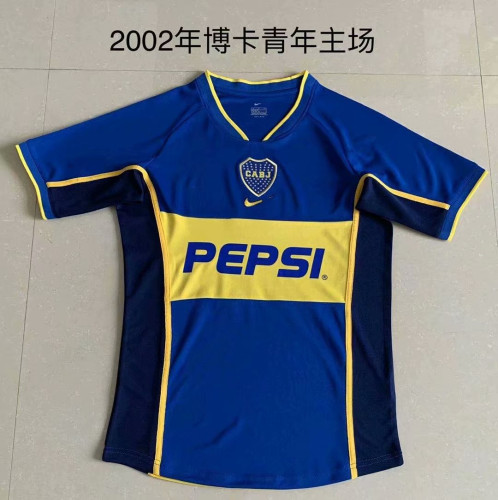 2002 Adult Thai version Boca juniors home retro soccer jersey football shirt