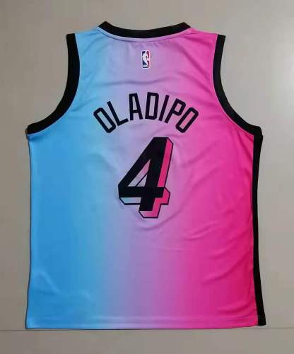 20/21 New Men Miami Heat Oladipo 4 blue with pink basketball jersey L049#