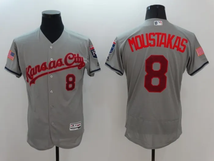 2022 Men's Kansas City Royals MOUSTAKAS 8 gray MLB Jersey