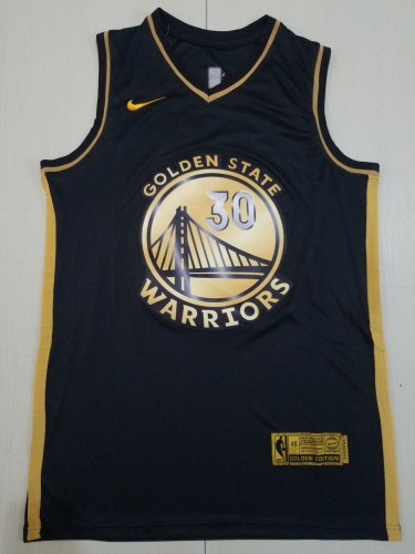 21/22 New Men Golden State Warriors Curry 30 black gold basketball jersey