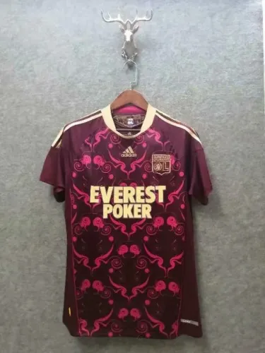 10-11 Adult Lyon red retro soccer jersey football shirt