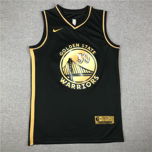 20/21 New Men Golden State Warriors Curry 30 black gold basketball jersey