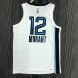 The 75th anniversary Memphis Grizzlies white 12 Morant basketball jersey