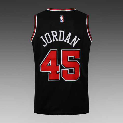 20/21 New Men Chicago Bulls Jordan 45 black basketball jersey shirt L051#