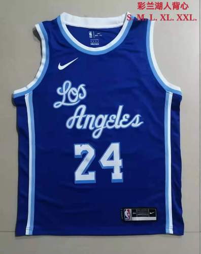 20/21 New Men Los Angeles Lakers Bryant 24 blue basketball jersey L022#