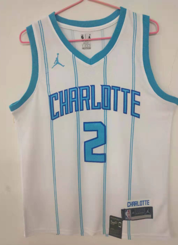 20/21 New Men Charlotte Hornets Ball 2 white basketball jersey