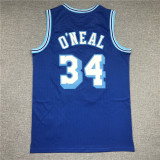 20/21 New Men Los Angeles Lakers O'neal 34 blue basketball jersey