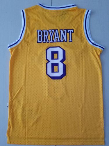 Retro Men Los Angeles Lakers Bryant 8 yellow latin version basketball jersey