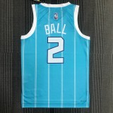 The 75th anniversary Charlotte Hornets 2 Ball blue basketball jersey