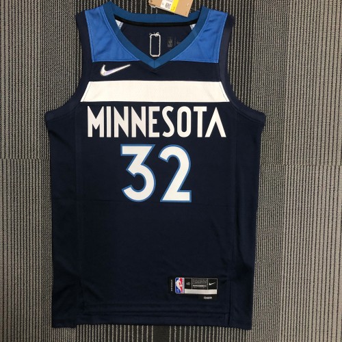 The 75th anniversary Minnesota Timberwolves TOWNS 32 Navy blue basketball jersey