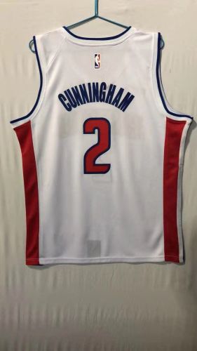 20/21 New Men Detroit Pistons Cunningham 2 white basketball jersey shirt