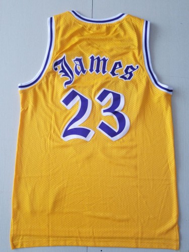 Retro Men Los Angeles Lakers James 23 yellow basketball jersey