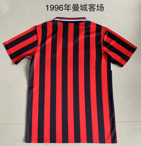 Retro 1996 man city away red soccer jersey football shirt