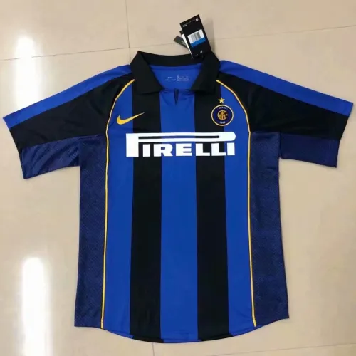 01-02 Adult inter home blue retro soccer jersey football shirt