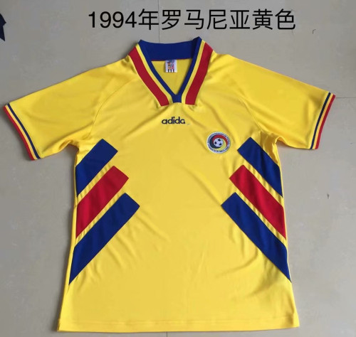 Retro  Adult Thai version 1994 Romania yellow soccer jersey football shirt