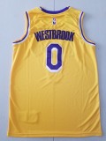 20/21 New Men Los Angeles Lakers Westbrook 0 yellow basketball jersey