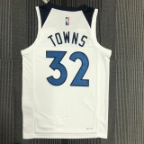 The 75th anniversary Minnesota Timberwolves TOWNS 32 white basketball jersey