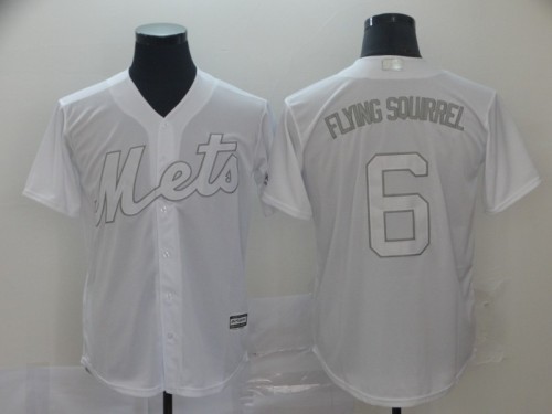 22 Men's New York Mets Flying souirrel white 6 MLB Jersey
