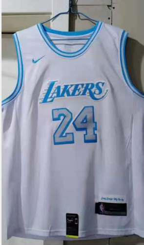 20/21 New Men Los Angeles Lakers Bryant 24 white city edition basketball jersey