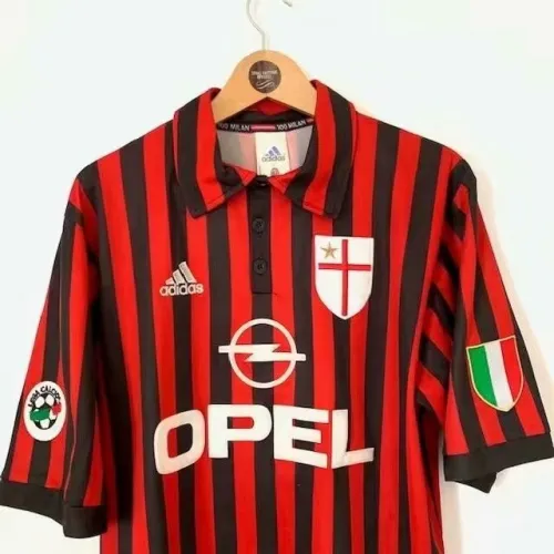99-00 Adult AC home red retro soccer jersey football shirt