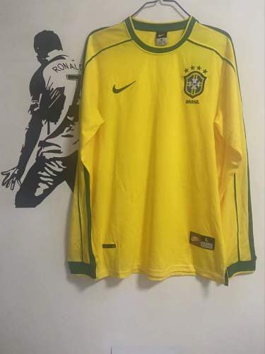 1998 Brazil home long sleeve soccer jersey football shirt
